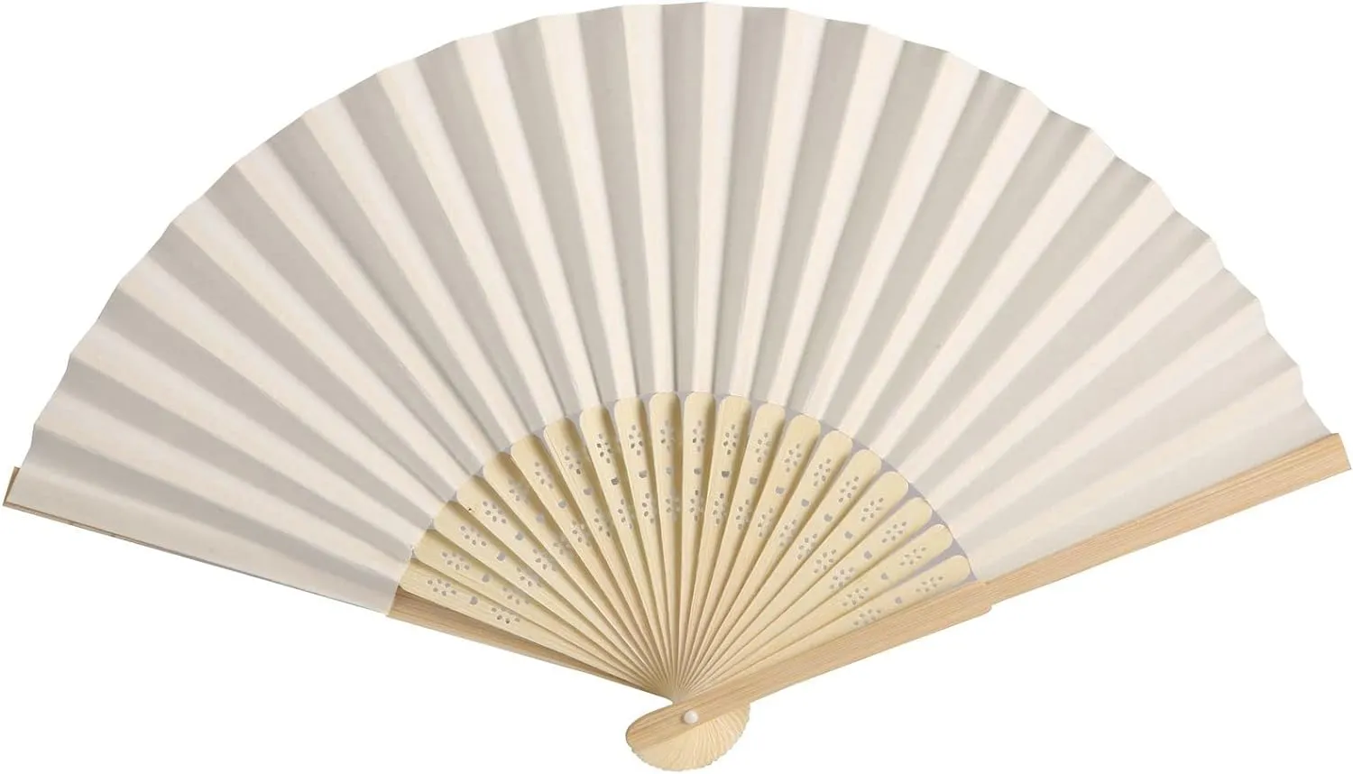 50pcs Paper Hand Fan with Organza Bags Bamboo Handheld Folding Fans DIY Decorative Wedding Party Favors (Cream)