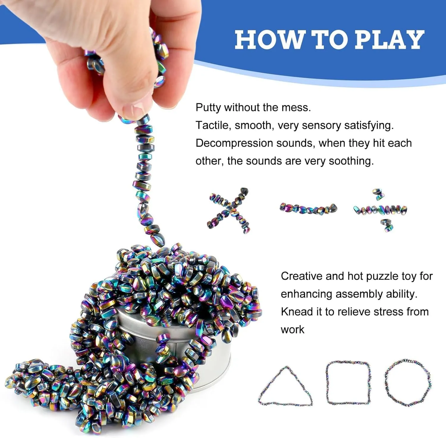 550pcs Ferrite Putty, Fidget Toys, Fidget Toys Adults ，Ferrite Magnetic Putty Sensory Toys，Adults Gifts,Desk Fidgets Toys for Office Stress/Anxiety Relief (550 PCS(Colour))
