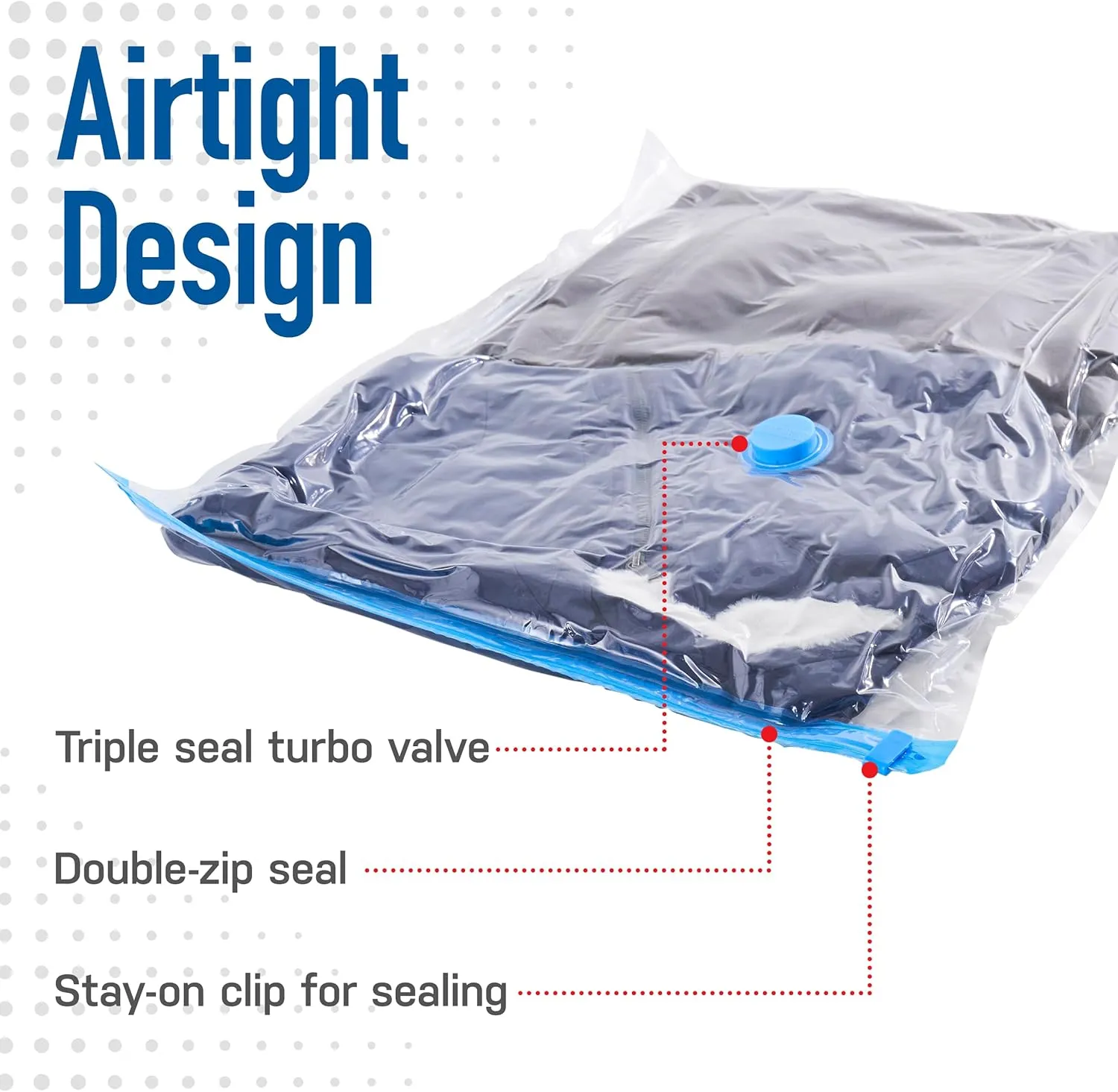 6 Pack Jumbo Vacuum Storage Bags for Comforters, Blankets & Clothes – Jumbo Vacuum Sealed Compression Bags with Hand Pump – Space Saver Storage Bags for Bedding, Moving, Travel & Organization