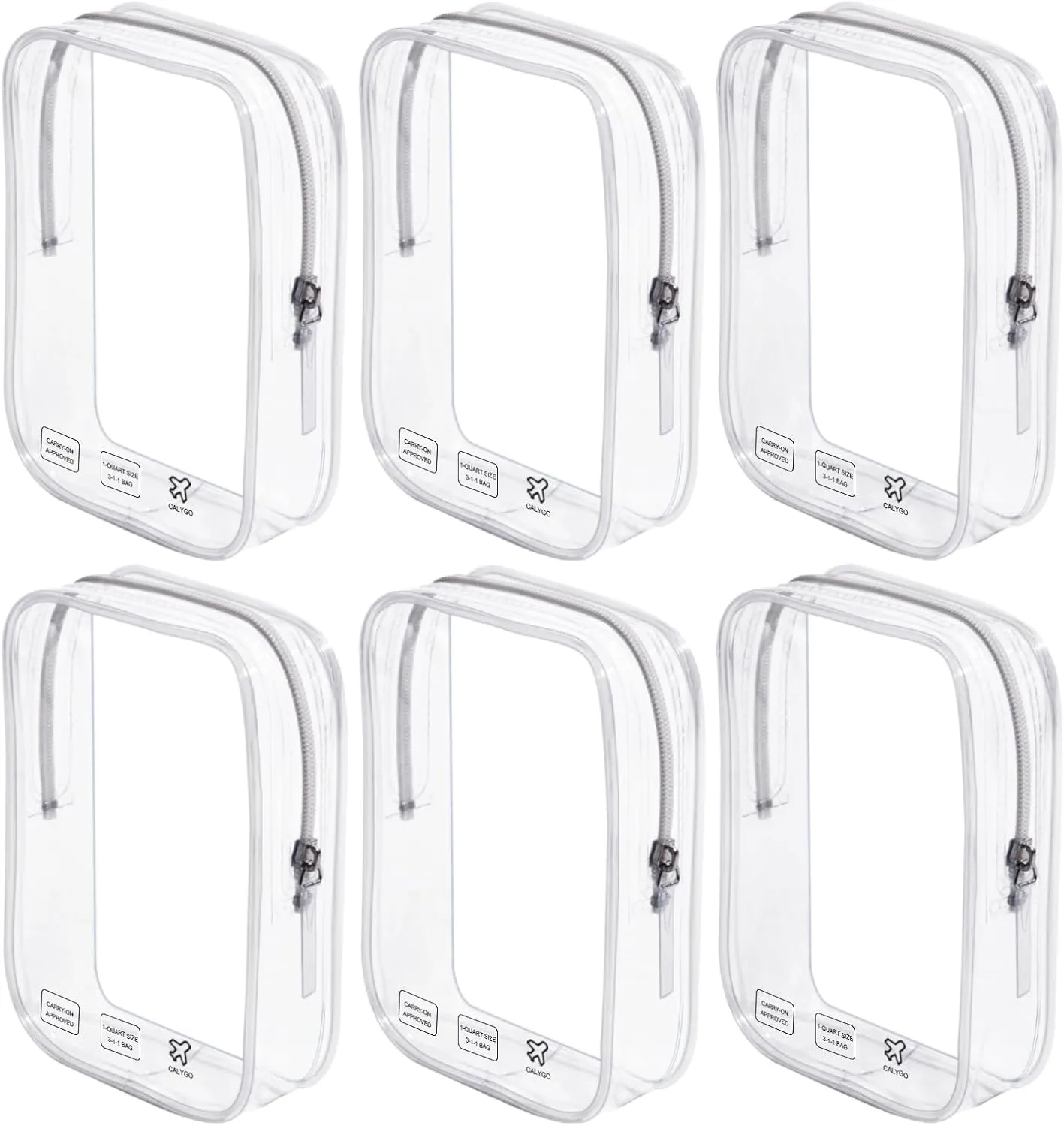6 Packing Cubes Quart Size Travel Bag TSA Approved Toiletry Bag, Airplane Essentials for Flying, Long Flight European International Must Haves for Women Men Toiletries Liquids Small Clear Pouch