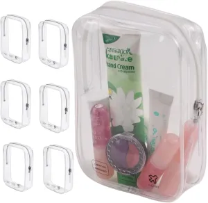 6 Packing Cubes Quart Size Travel Bag TSA Approved Toiletry Bag, Airplane Essentials for Flying, Long Flight European International Must Haves for Women Men Toiletries Liquids Small Clear Pouch