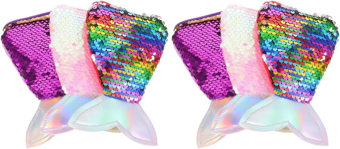 6 Pcs Mermaid Coin Purse Crossbody Bag Girl Purses Storage Organizer Mermaid Tail Purse Sequins Mermaid Tail Bag Bag Children's Bag Diagonal Span Polyester Baby