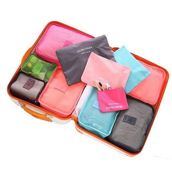 6 pcs Waterproof Travel Storage Bags Luggage Organizer - Green