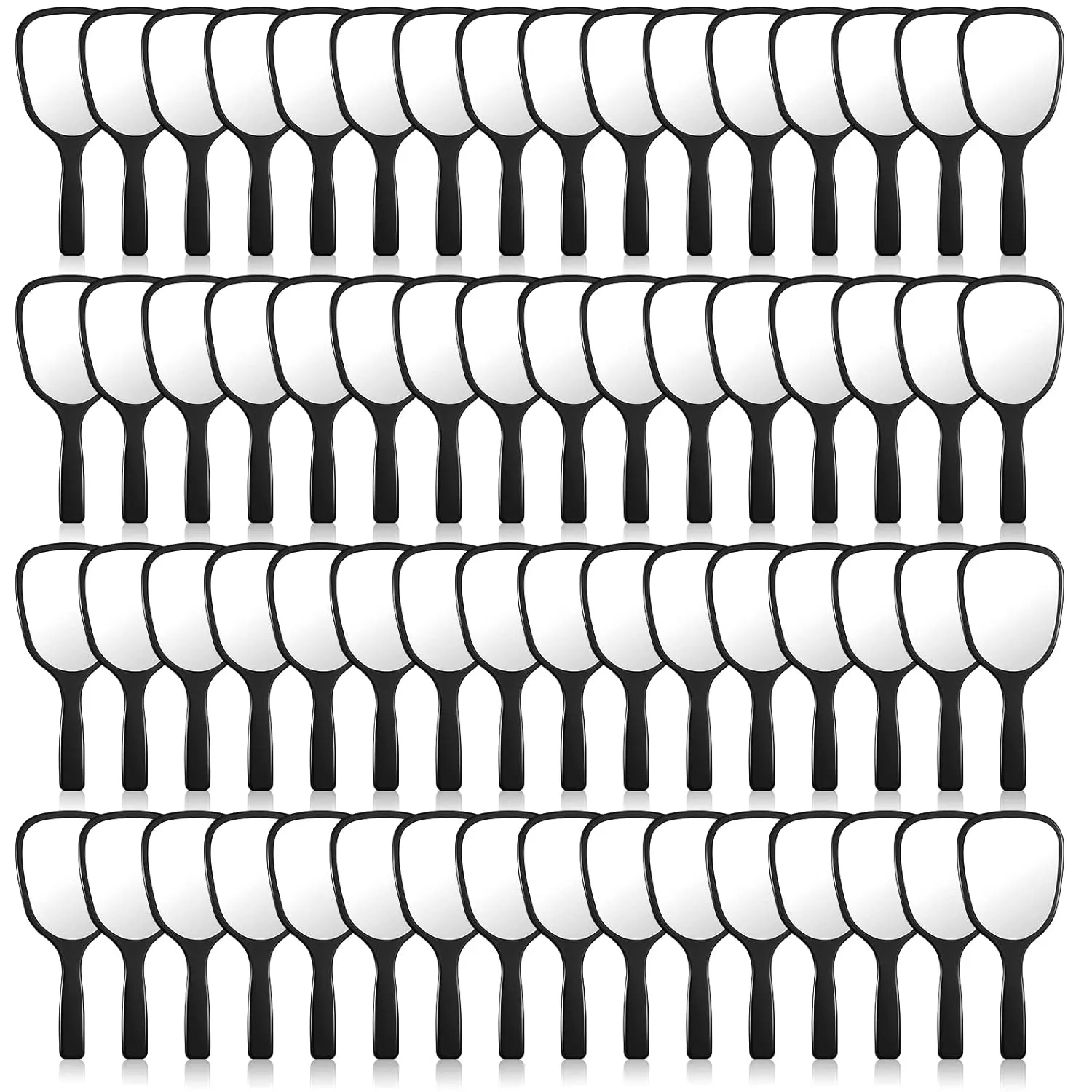 60 Pcs 7.08 x 3.14 Inch Hand Handheld Mirror with Handle Plastic Compact Travel Makeup Cosmetic Mirror Small Personal Portable Hand Held Mirror for Home Vanity Camping (Black)