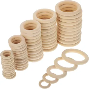 60pcs Wooden Curtain Rings Versatile Openable Hooks for Drapery Handbags Classic Round Shape Handmade Craft Supplies