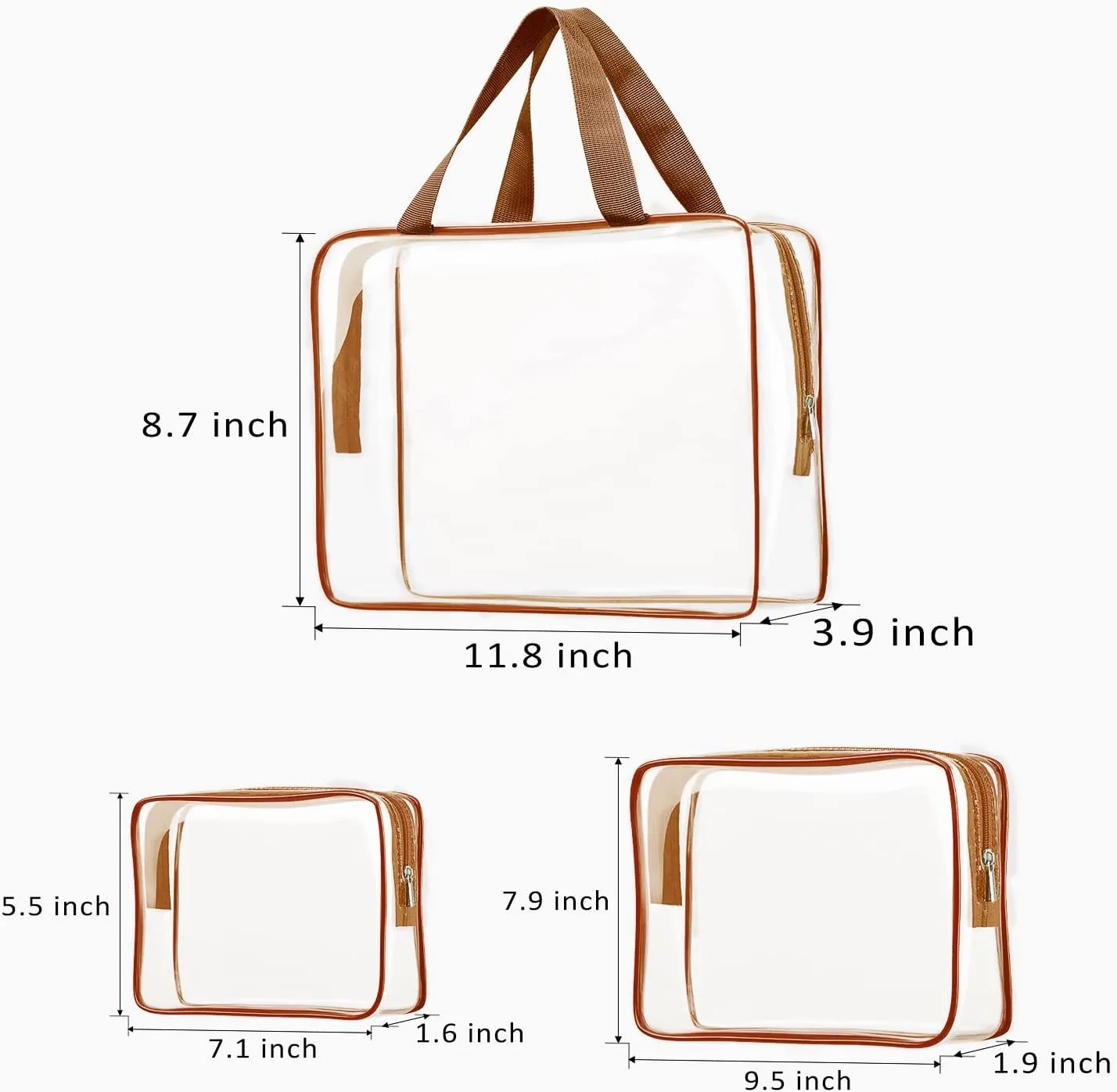 6pcs Clear Cosmetic Bags, TSA Approved Toiletry Bag Set Crystal Clear Travel Beach Essentials Bag Organization PVC, Clear Makeup Bags Luggage Pouch Carry on Airport Airline Compliant Bag Women Men