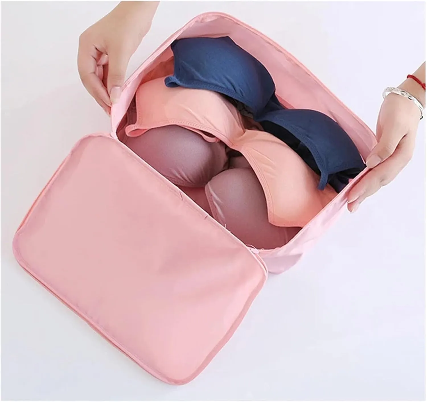 7 pcs/set Suitcase Organizer Hanging Toiletry Bag Cruise Vacation Essentials Best travel must haves(Cream)