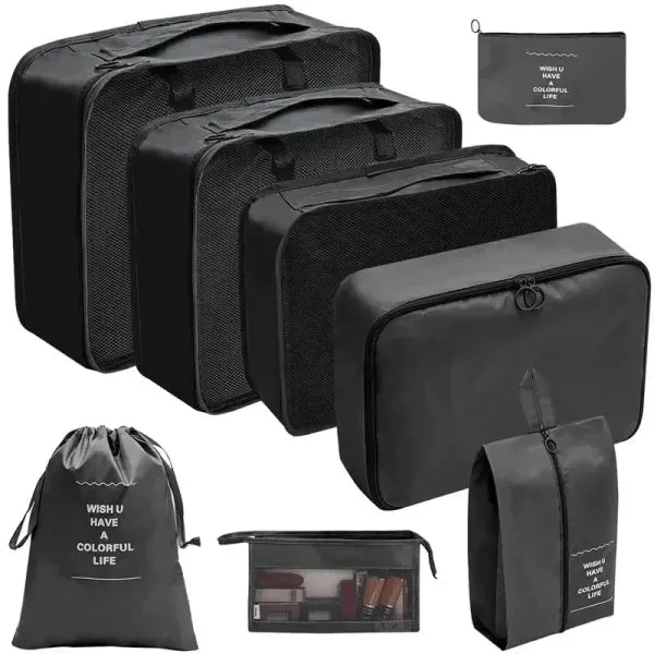 7/8/9/10 Pcs Set Travel Organizer – Portable Luggage Storage Bags & Packing Cubes