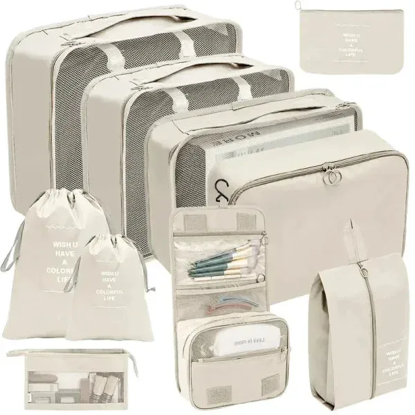 7/8/9/10 Pcs Set Travel Organizer – Portable Luggage Storage Bags & Packing Cubes