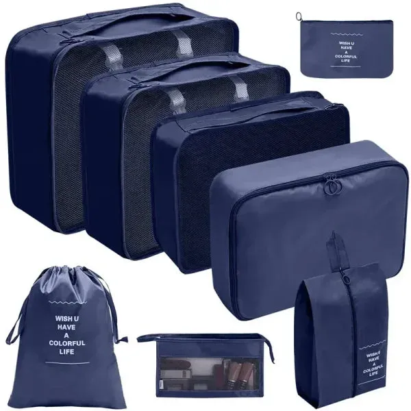 7/8/9/10 Pcs Set Travel Organizer – Portable Luggage Storage Bags & Packing Cubes