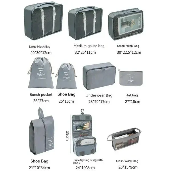 7/8/9/10 Pcs Set Travel Organizer – Portable Luggage Storage Bags & Packing Cubes