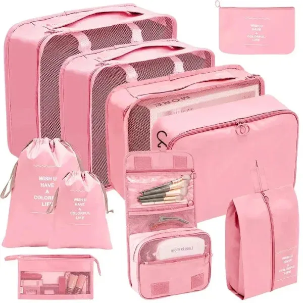 7/8/9/10 Pcs Set Travel Organizer – Portable Luggage Storage Bags & Packing Cubes