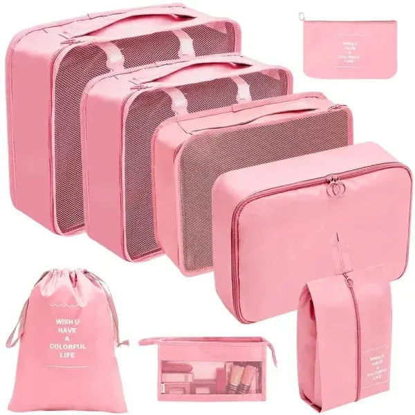 7/8/9/10 Pcs Set Travel Organizer – Portable Luggage Storage Bags & Packing Cubes