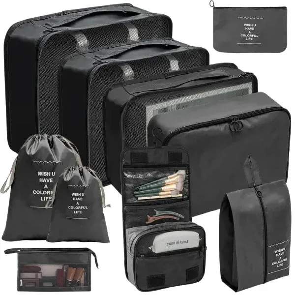 7/8/9/10 Pcs Set Travel Organizer – Portable Luggage Storage Bags & Packing Cubes