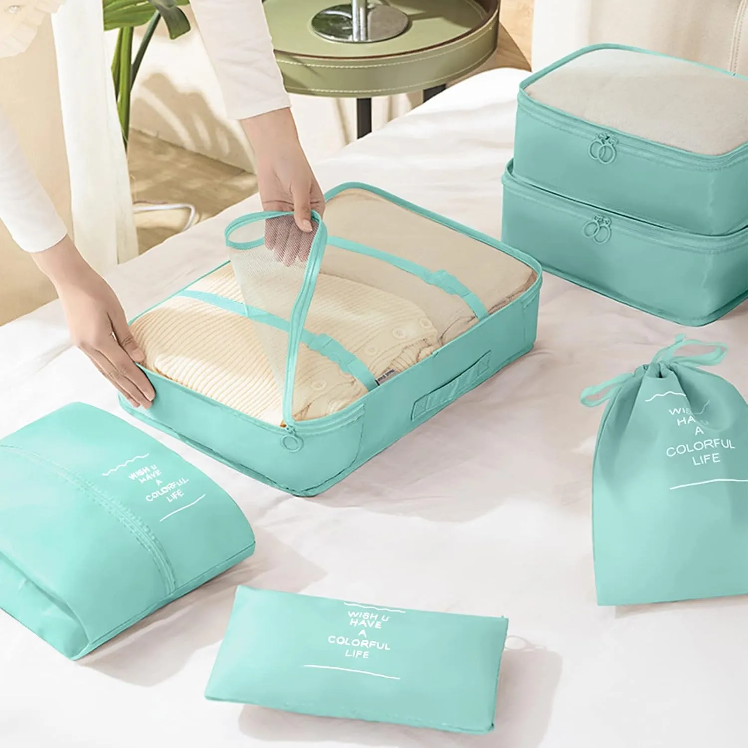 8 Set Packing Cubes for Travel, Travel Luggage Packing Organizers, Travel Accessories Large Toiletries Bag for Clothes Shoes Cosmetics Toiletries (Blue)