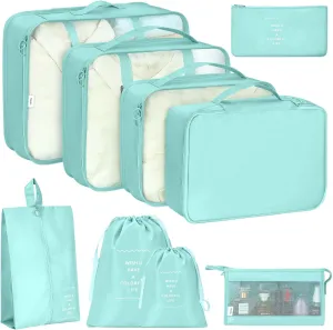 8 Set Packing Cubes for Travel, Travel Luggage Packing Organizers, Travel Accessories Large Toiletries Bag for Clothes Shoes Cosmetics Toiletries (Blue)