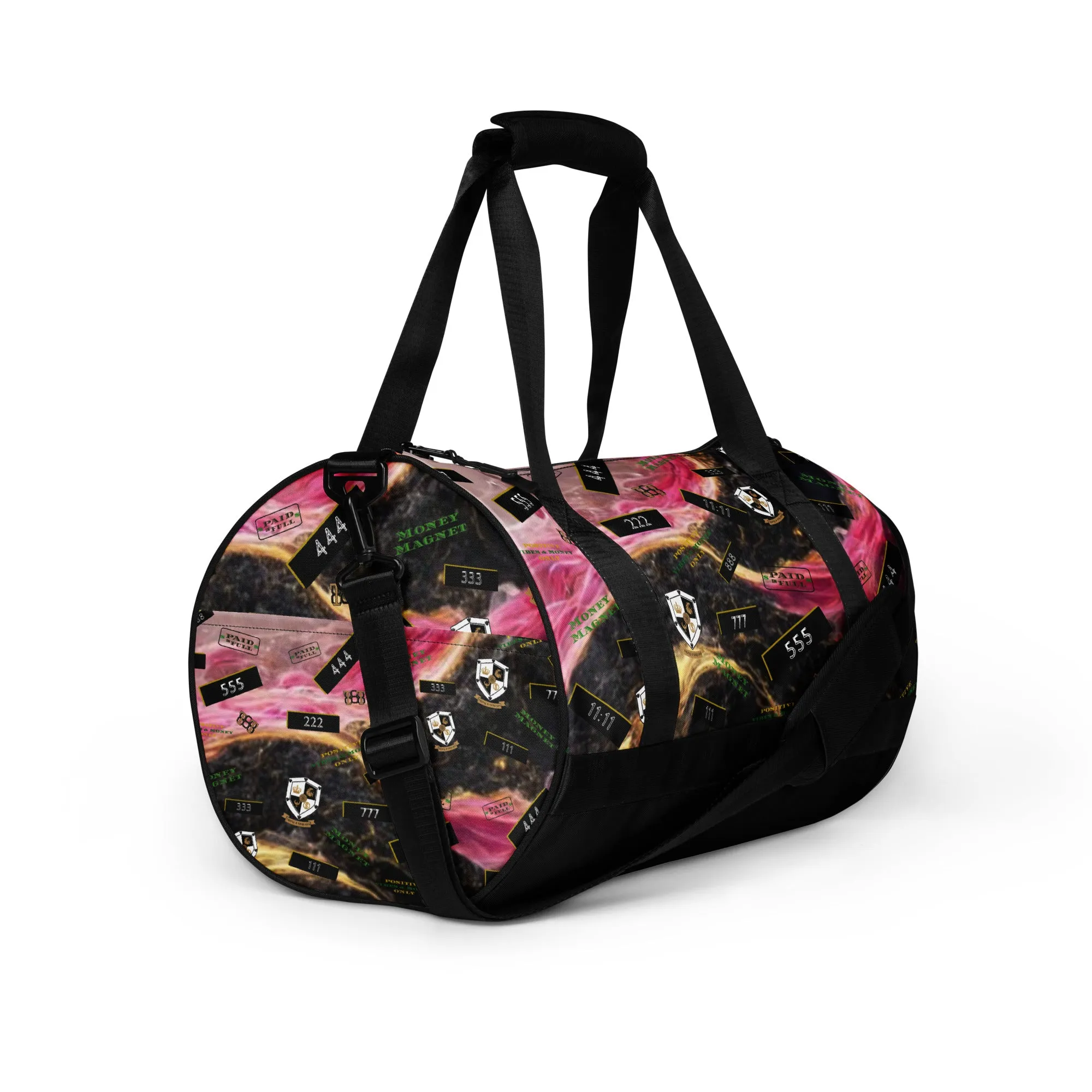8xquiZit Collection T8T Pynk, Black, N Gold Marble Manifestation Gym Bag