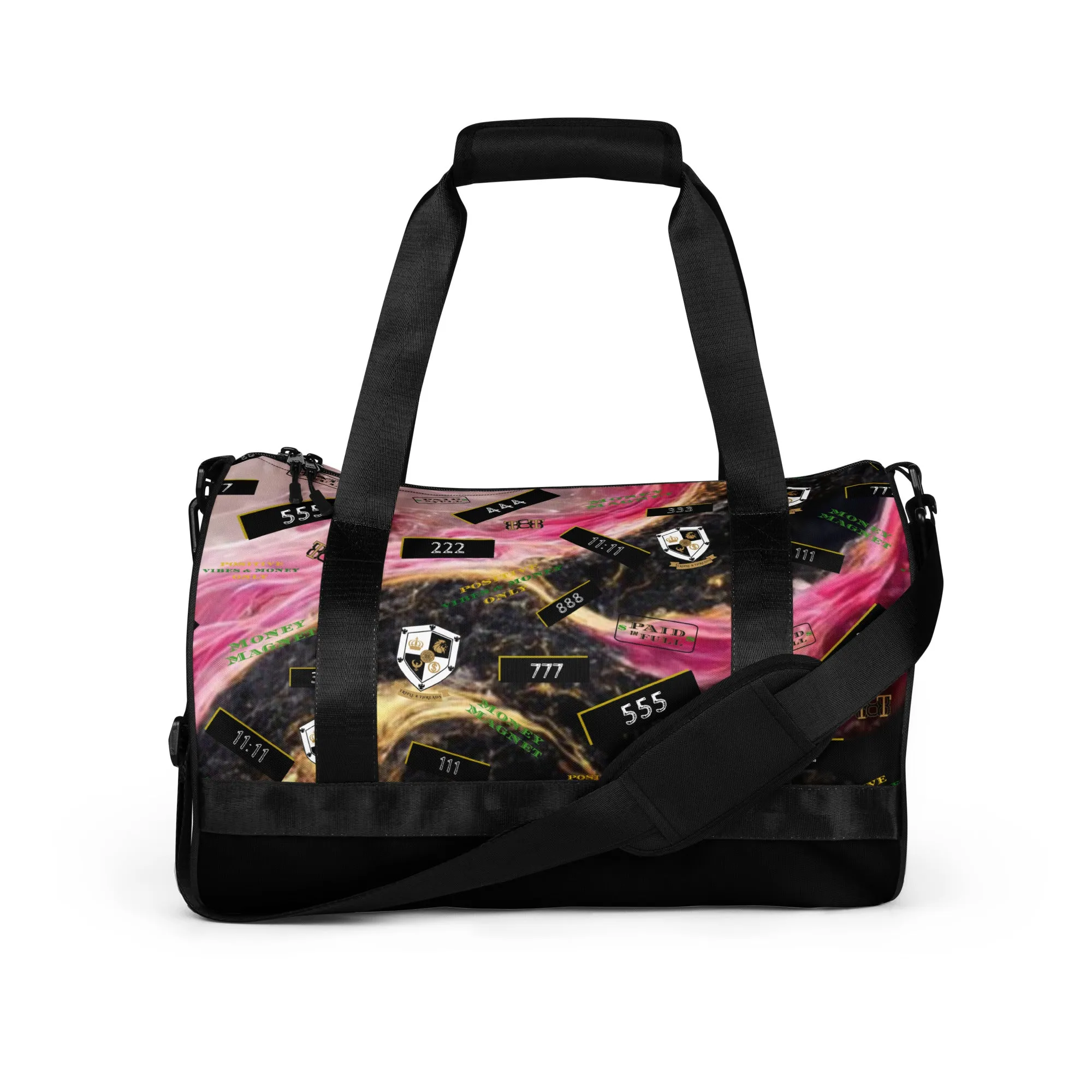 8xquiZit Collection T8T Pynk, Black, N Gold Marble Manifestation Gym Bag