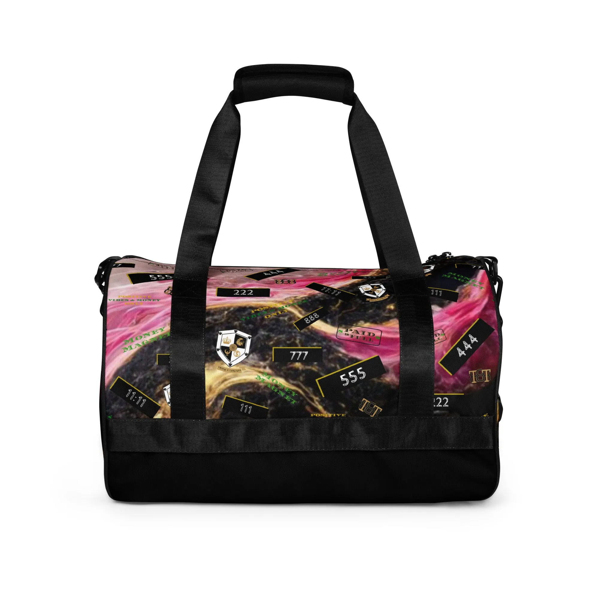 8xquiZit Collection T8T Pynk, Black, N Gold Marble Manifestation Gym Bag