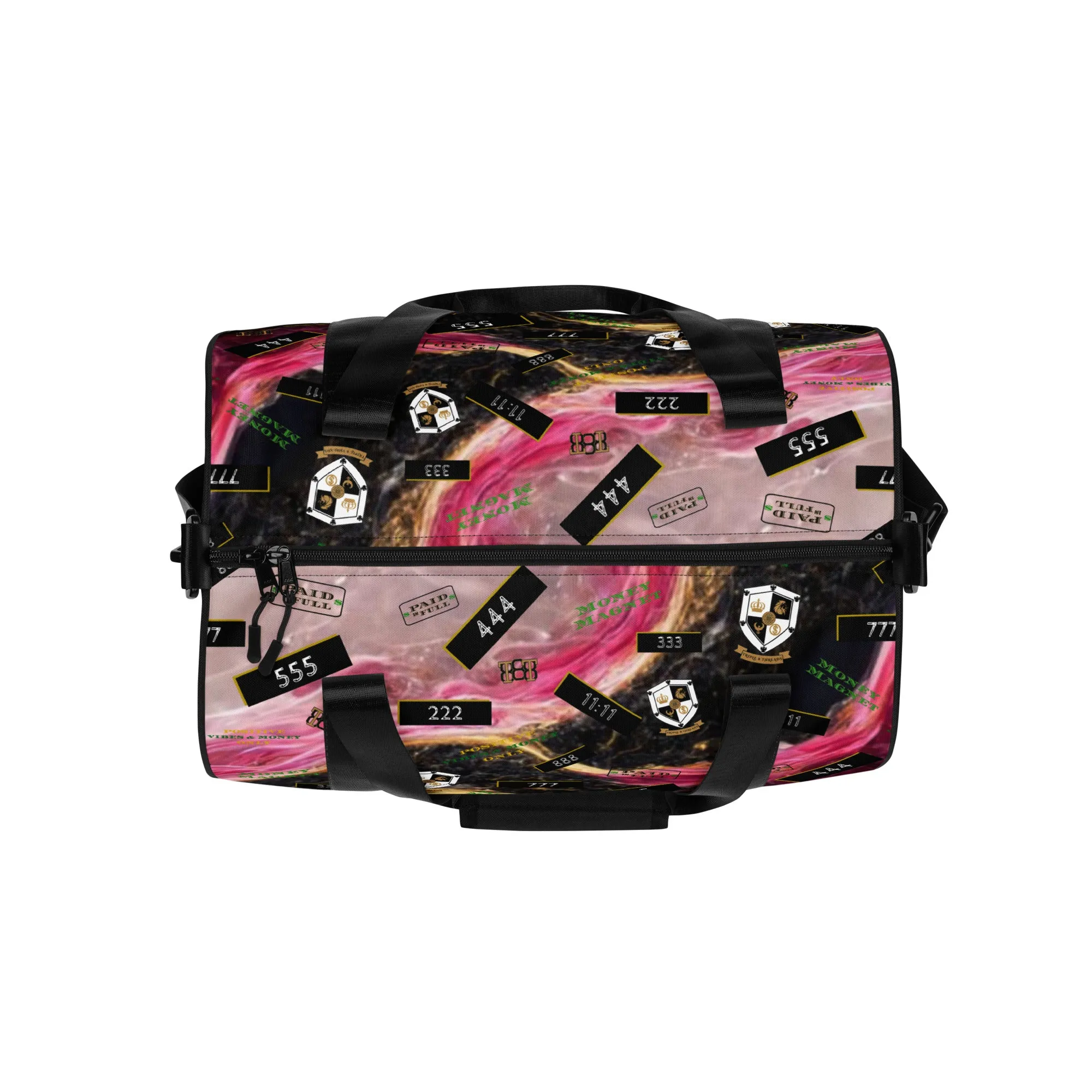 8xquiZit Collection T8T Pynk, Black, N Gold Marble Manifestation Gym Bag