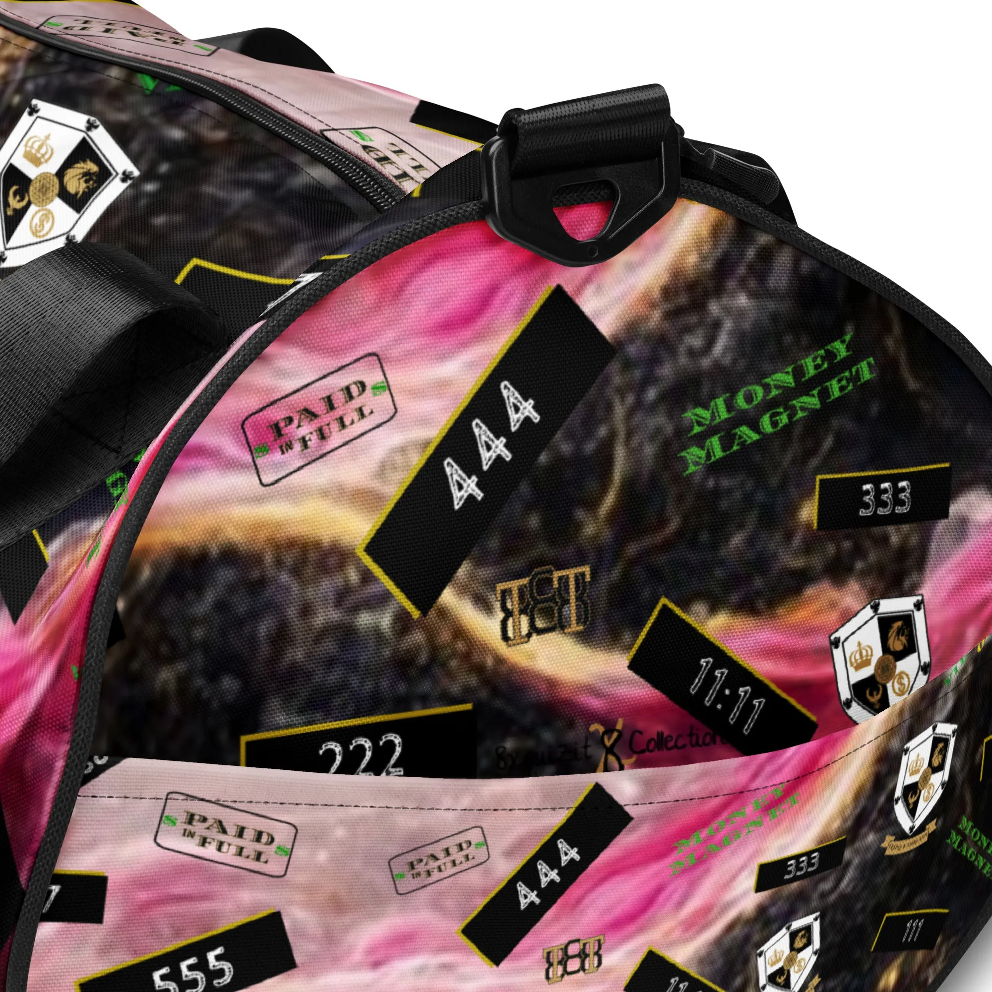 8xquiZit Collection T8T Pynk, Black, N Gold Marble Manifestation Gym Bag