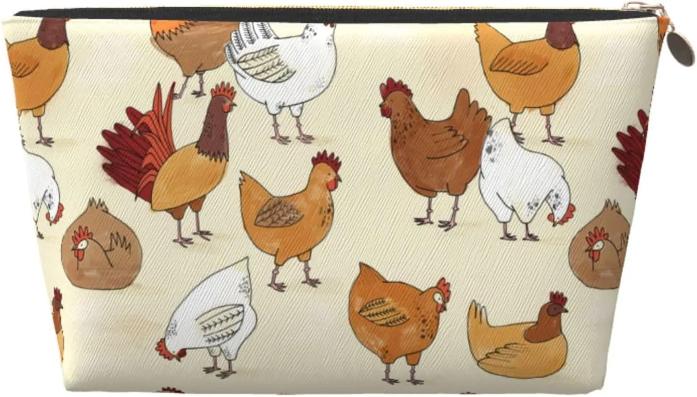 A Brood Of Chickens Cosmetic Bag Travel Makeup Bag Organizer Toiletry Bag with Zipper Storage Pouch Coin Purse Brushes for Women Girls Gifts