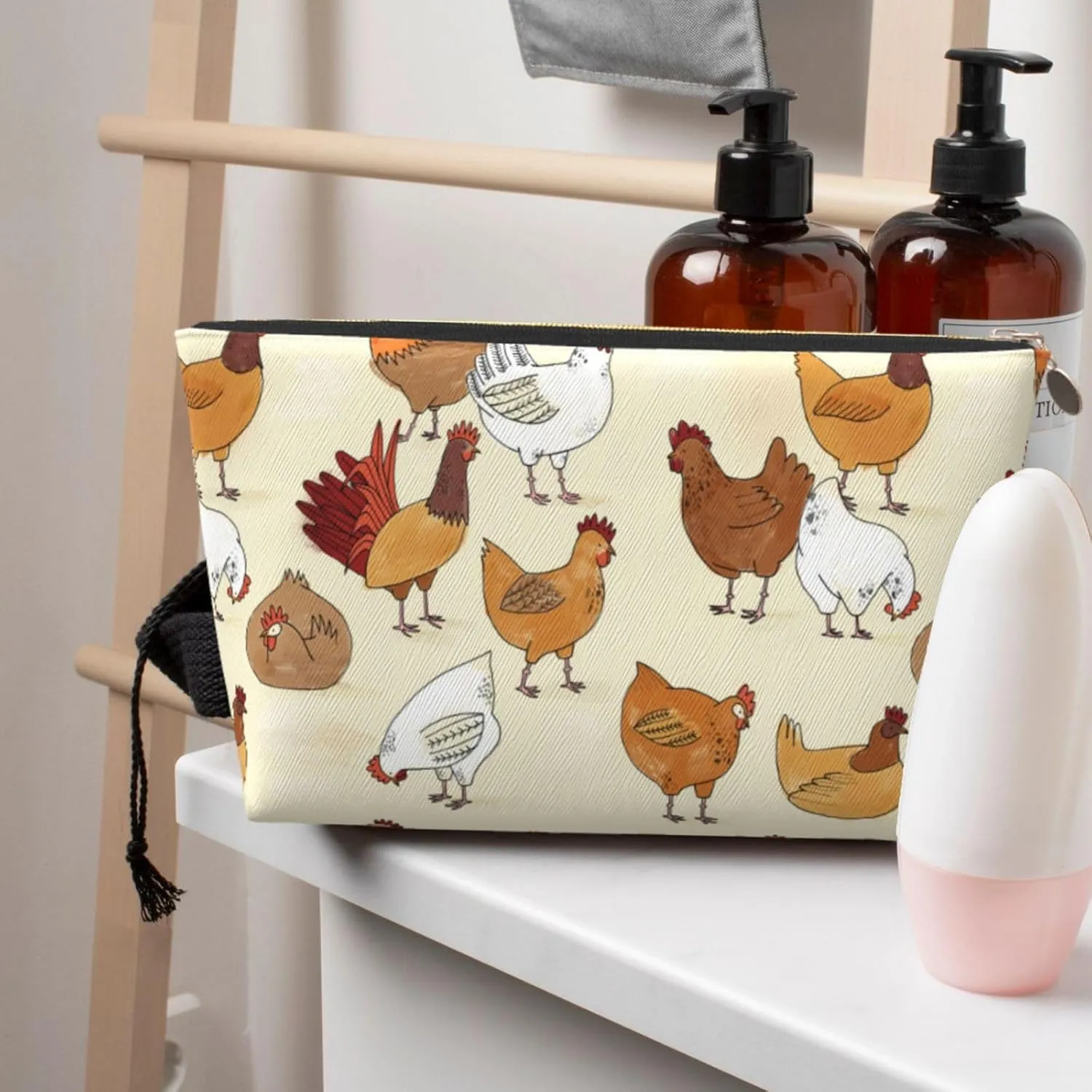 A Brood Of Chickens Cosmetic Bag Travel Makeup Bag Organizer Toiletry Bag with Zipper Storage Pouch Coin Purse Brushes for Women Girls Gifts