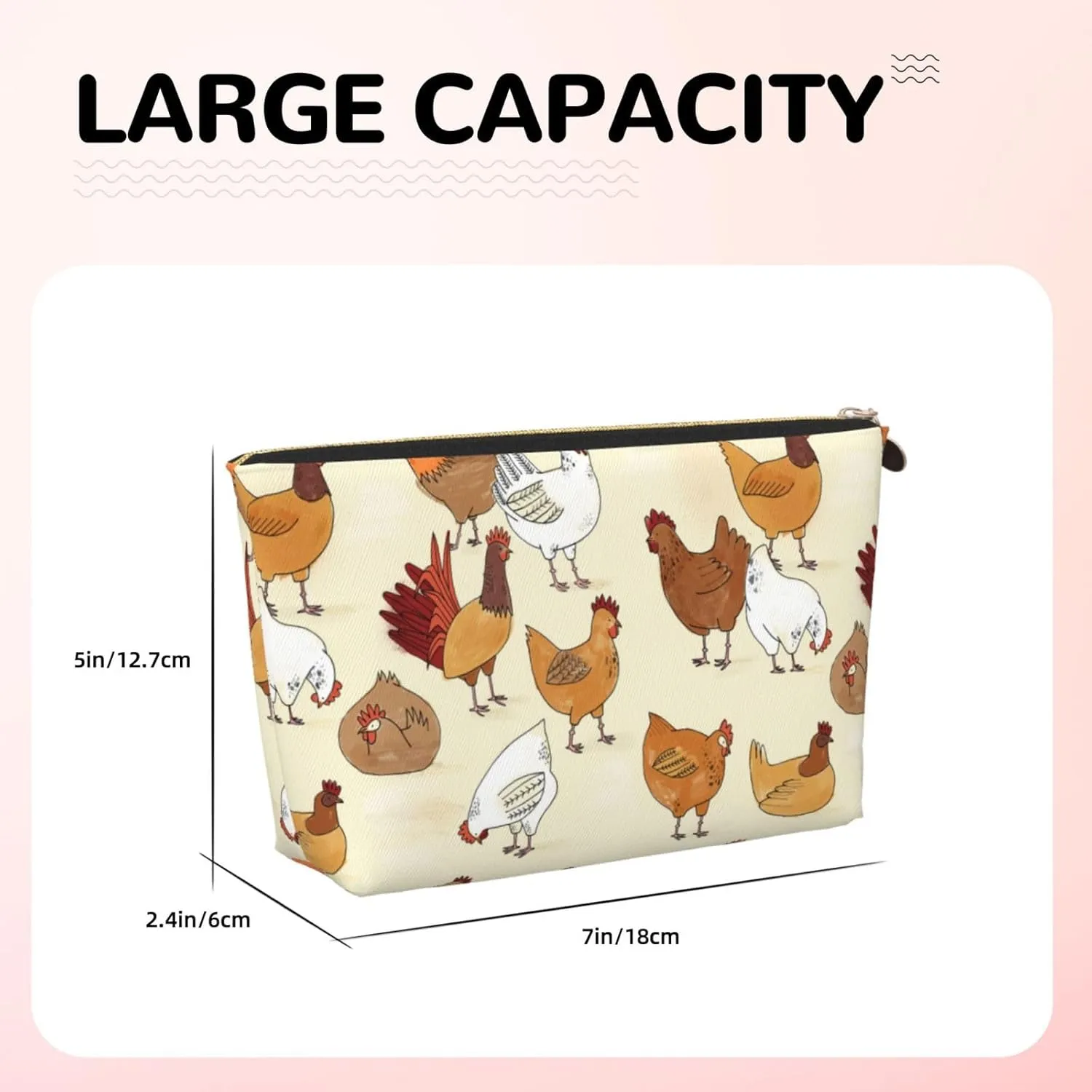 A Brood Of Chickens Cosmetic Bag Travel Makeup Bag Organizer Toiletry Bag with Zipper Storage Pouch Coin Purse Brushes for Women Girls Gifts