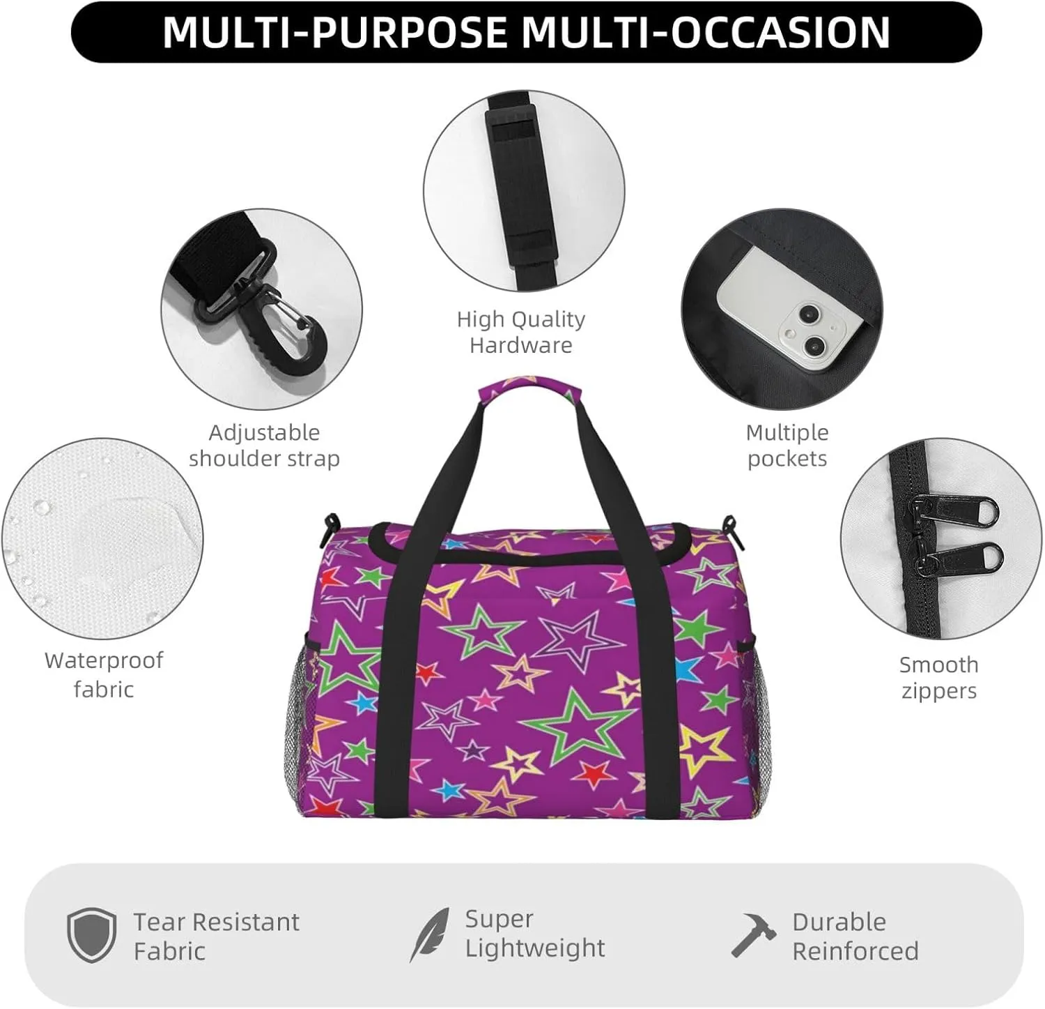 A Five Pointed Star Travel Duffel Bag Large Foldable Waterproof Overnight Bag For Beach Swim Bags Pool Sports Gym