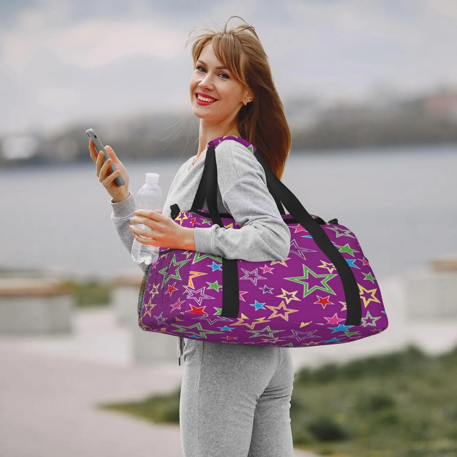 A Five Pointed Star Travel Duffel Bag Large Foldable Waterproof Overnight Bag For Beach Swim Bags Pool Sports Gym