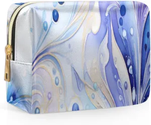 Abstract Beauty Boho Printing Travel Makeup Bag for Women, PU Leather Waterproof Checkered Cosmetic Bags Large Make up Bag Zipper Pouch