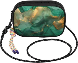 Abstract Marble Green Gold Crossbody Bag for Women Cell Phone Purses Women's Small Shoulder Handbags Wallet Purse with Strap
