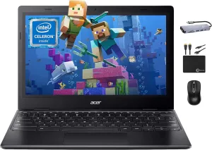 acer 311 Chromebook Laptop for 2025 Student Business, Dual-Core Intel N4500 Processor,11.6" HD Display, 4GB RAM, 192GB (64GB eMMC 128GB Card), Webcam WiFi, Long Battery, Chrome OS  MarxsolAccessory