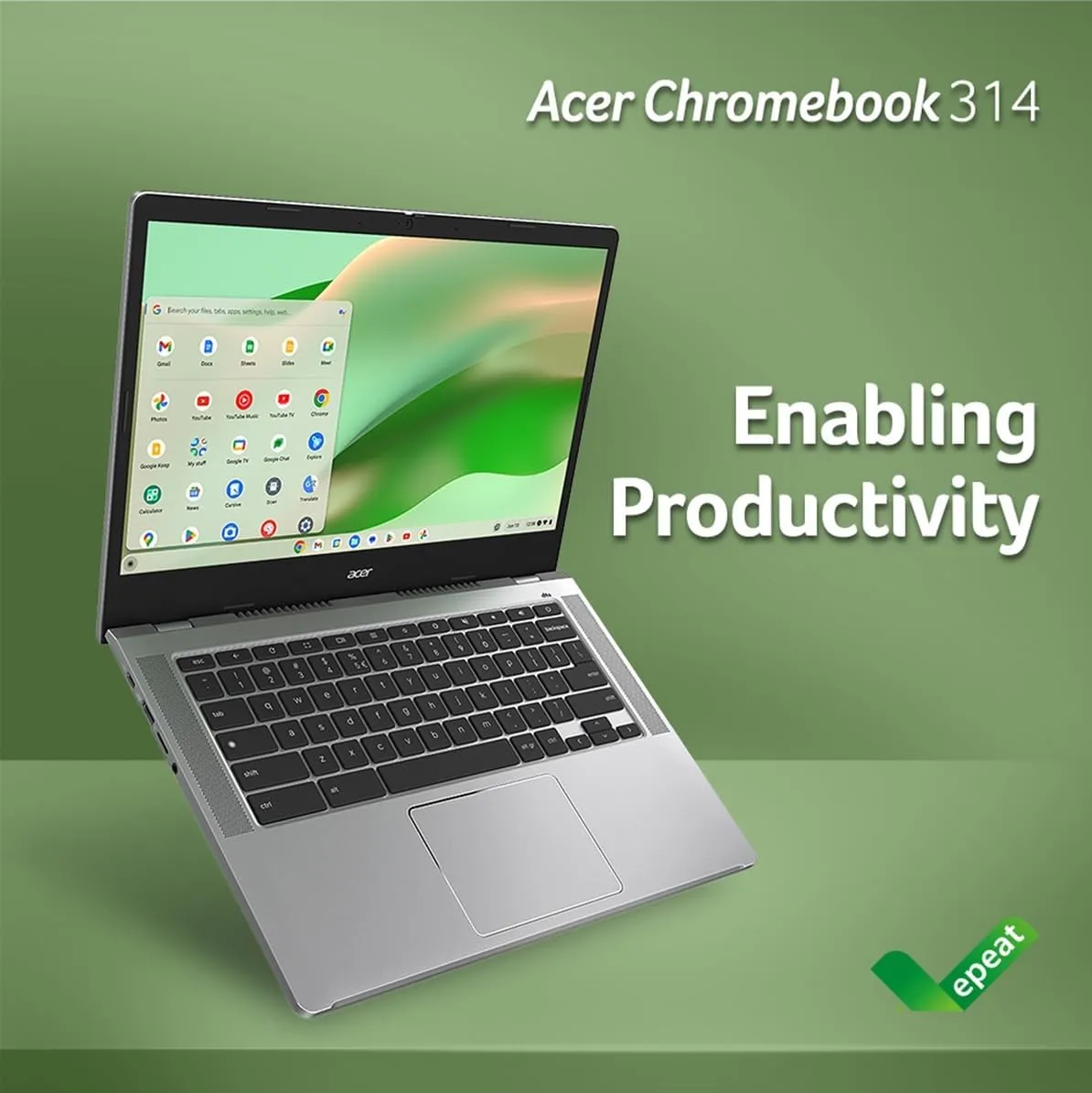 Acer Chromebook 314 CB314-4H-C2UW Laptop | Intel Processor N100 | 14" Full HD (1920 x 1080) IPS Display | 4GB LPDDR5 | 64GB eMMC | Intel Wireless Wi-Fi 6E AX211 | Chrome OS | Pure Silver