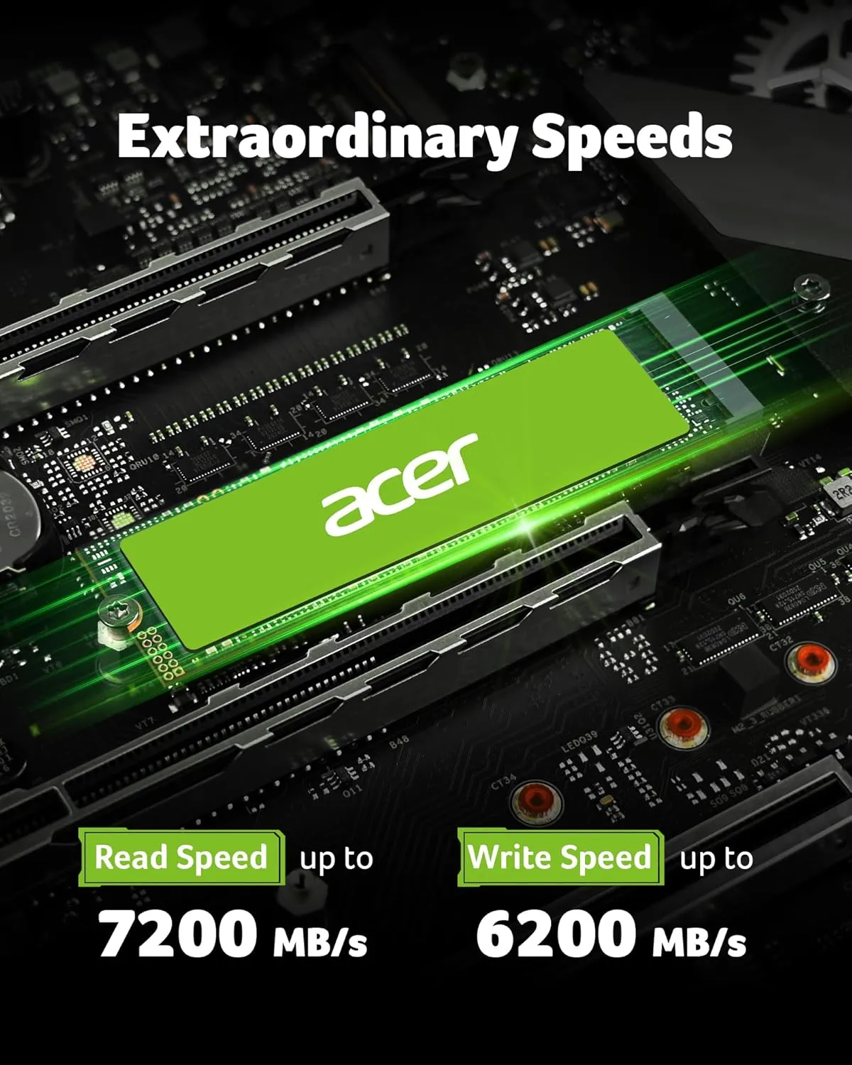 acer FA200 NVMe Gen4 SSD 4TB, PCIe 4.0, M.2 2280, Read Speeds Up to 7200MB/s, Internal Solid State Drive for Laptop, Desktop PC and PS5 Upgrade - BL.9BWWA.150