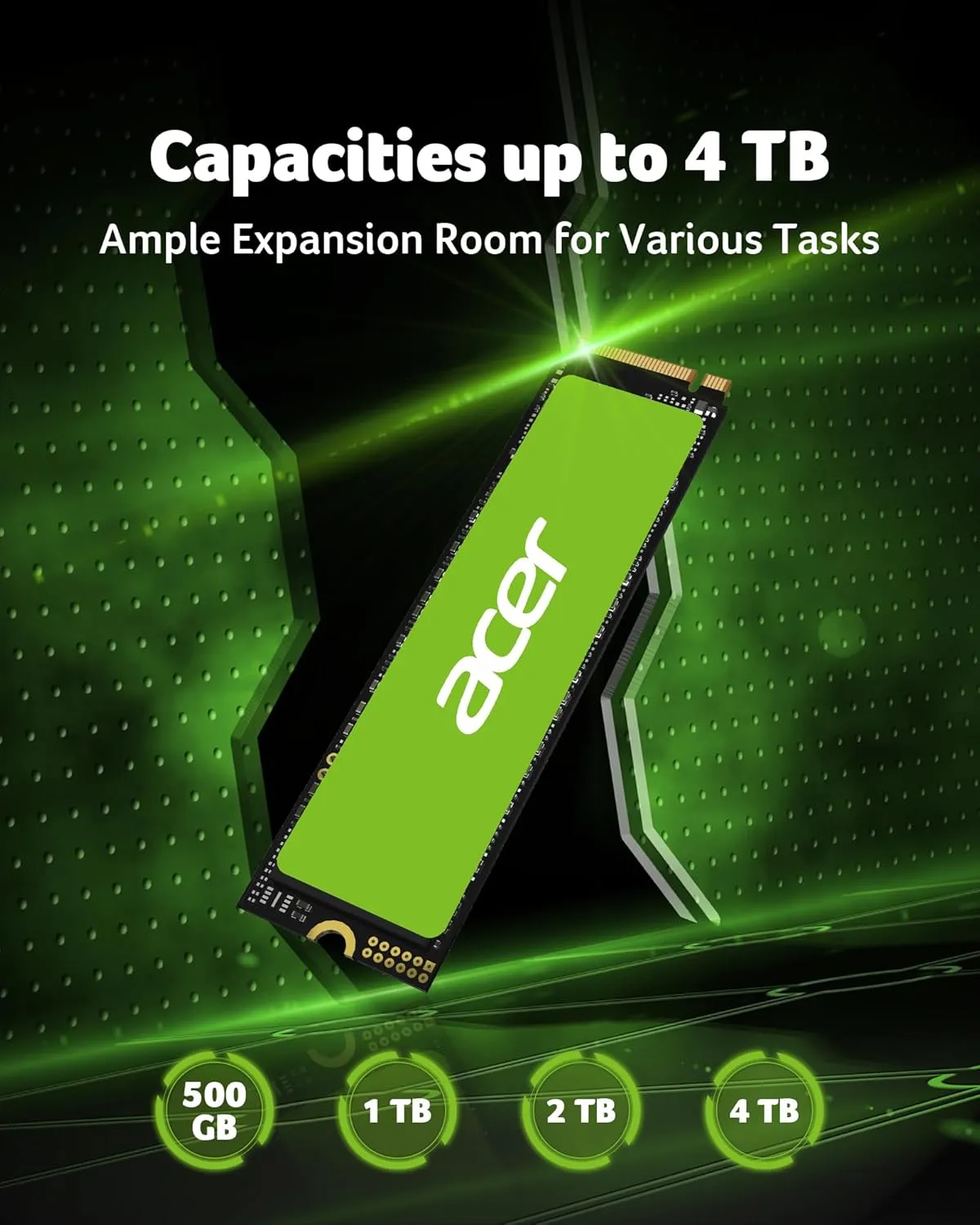acer FA200 NVMe Gen4 SSD 4TB, PCIe 4.0, M.2 2280, Read Speeds Up to 7200MB/s, Internal Solid State Drive for Laptop, Desktop PC and PS5 Upgrade - BL.9BWWA.150