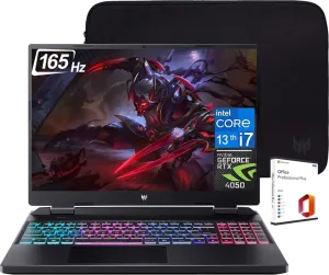 acer Predator Helios Neo Gaming Laptop, 16" WQXGA 165Hz Display, Intel Core i7-13700HX(16-core), RTX 4050, 16GB DDR5 RAM, 1TB SSD, Backlit Keyboard, Windows 11 Pro & Microsoft Office Lifetime License