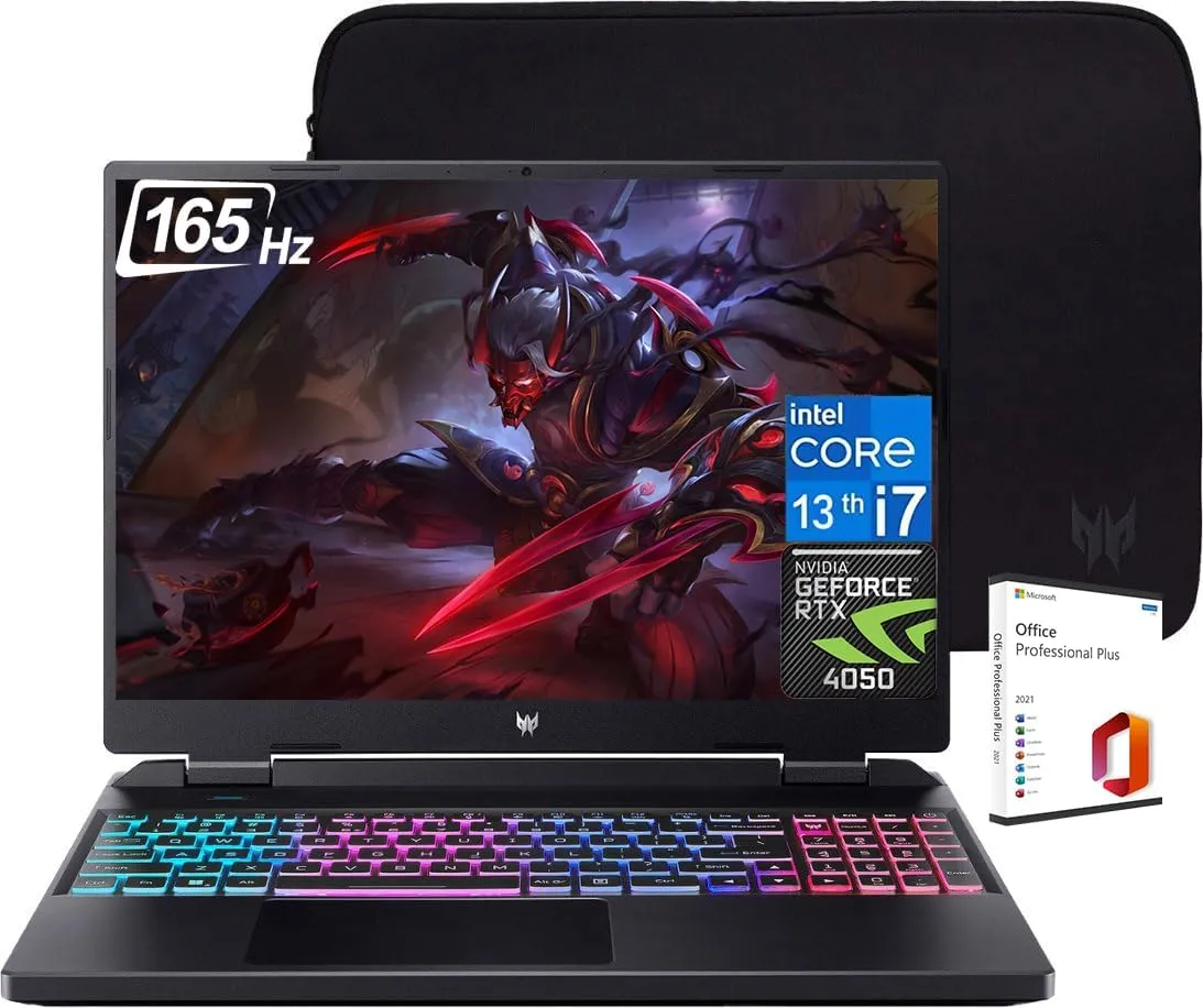 acer Predator Helios Neo Gaming Laptop, 16" WQXGA 165Hz Display, Intel Core i7-13700HX(16-core), RTX 4050, 16GB DDR5 RAM, 1TB SSD, Backlit Keyboard, Windows 11 Pro & Microsoft Office Lifetime License