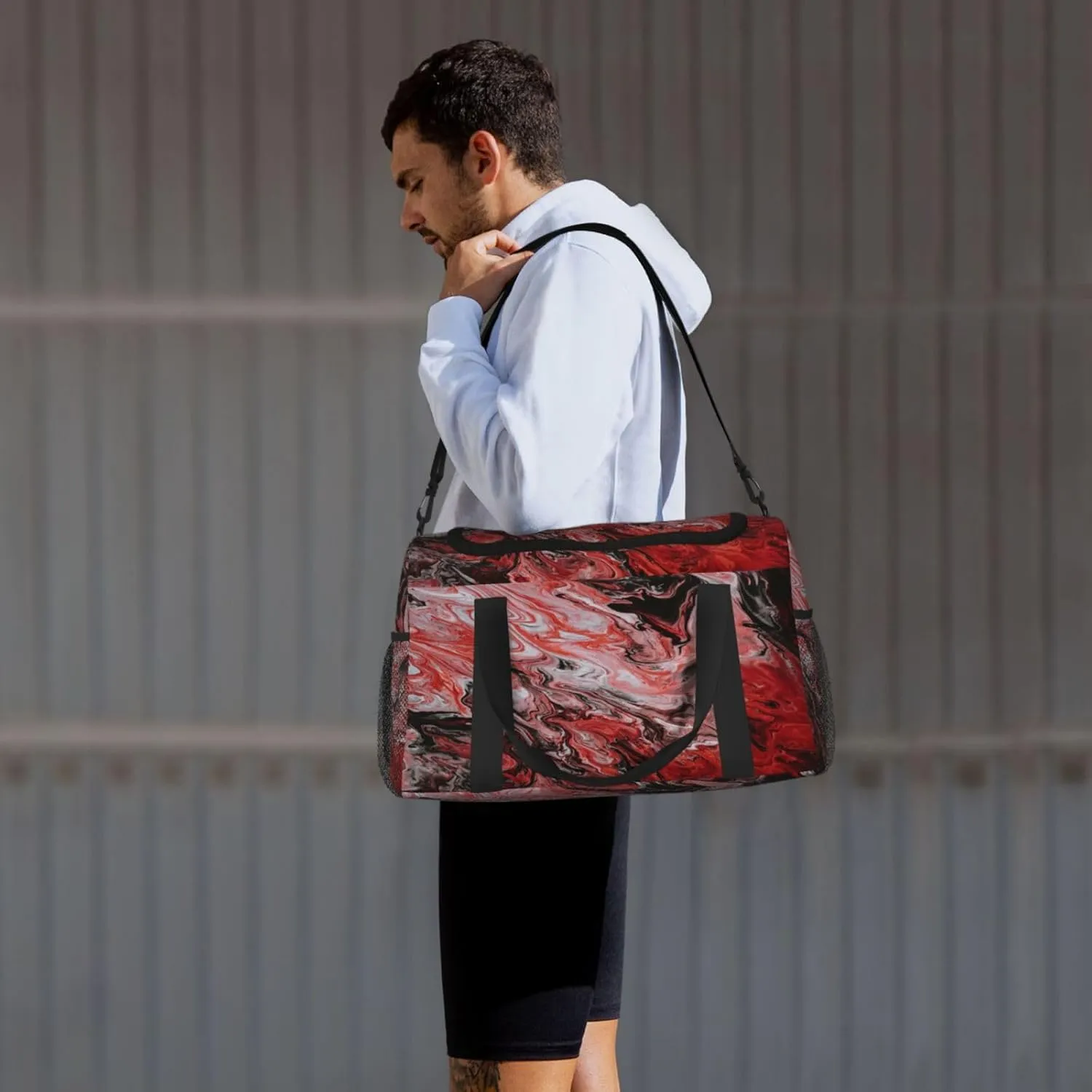 Acrylic Paint Travel Duffel Bag Large Foldable Waterproof Overnight Bag For Beach Swim Bags Pool Sports Gym
