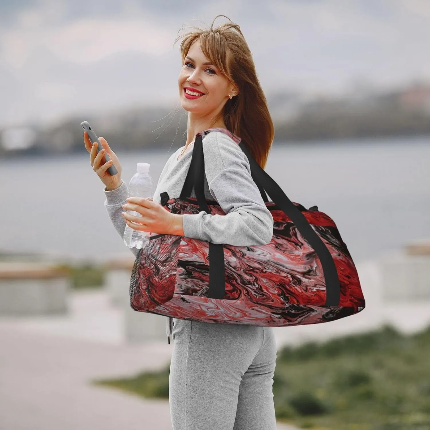 Acrylic Paint Travel Duffel Bag Large Foldable Waterproof Overnight Bag For Beach Swim Bags Pool Sports Gym