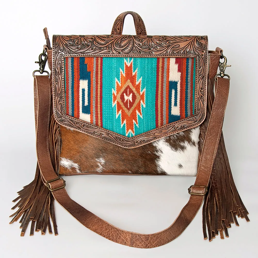 ADBG852E American Darling Hand Tooled Saddle Blanket Hair On Genuine Leather Women Bag Western Handbag Purse