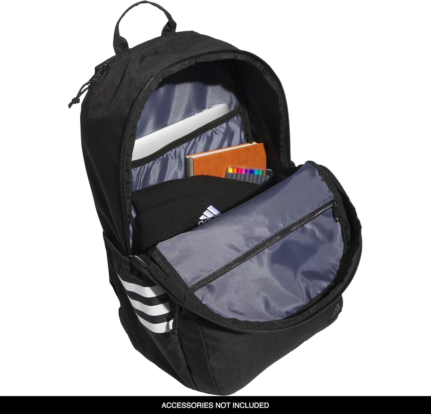 adidas 3-Stripe Classic Backpack for Men and Women, Bag with Laptop Sleeve, Black/White/5.0, One Size