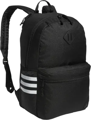 adidas 3-Stripe Classic Backpack for Men and Women, Bag with Laptop Sleeve, Black/White/5.0, One Size