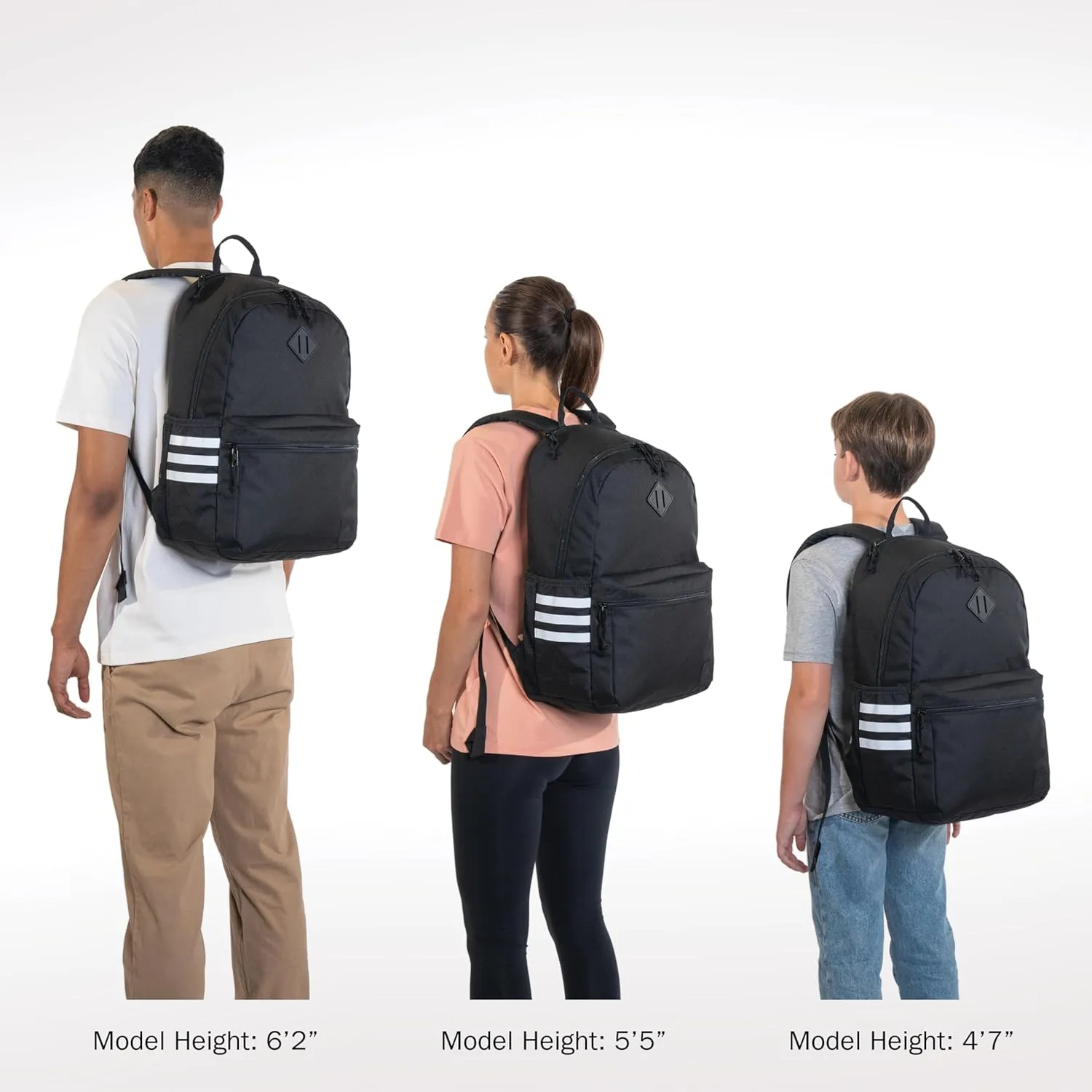 adidas 3-Stripe Classic Backpack for Men and Women, Bag with Laptop Sleeve, Black/White/5.0, One Size