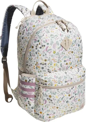 adidas 3-Stripe Classic Backpack for Men and Women, Bag with Laptop Sleeve, Woodland Floral Chalk White/Wonder Orchid Purple/5.0, One Size