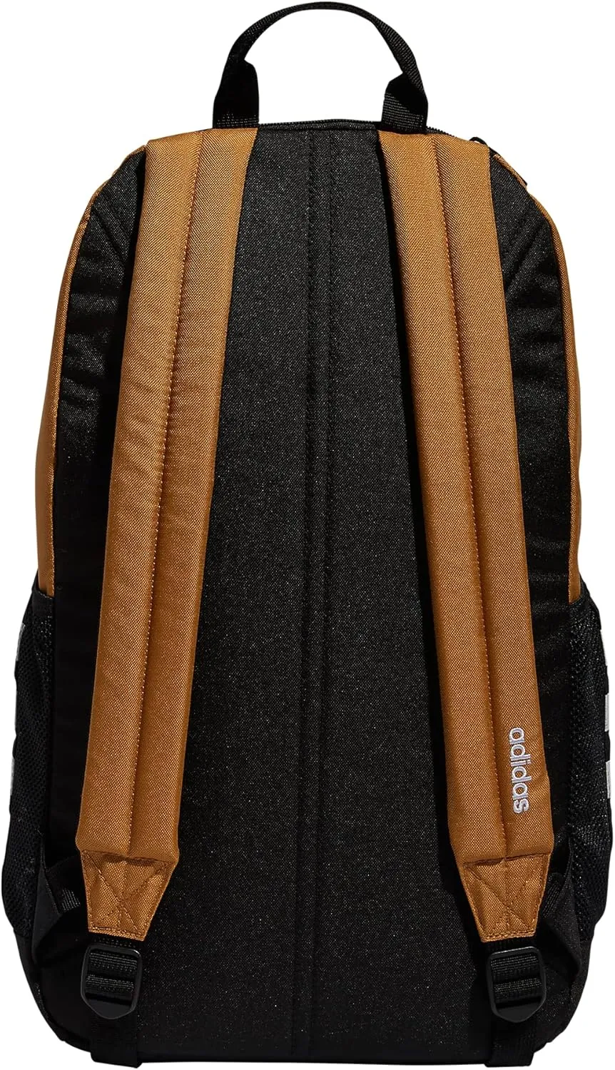 adidas Classic 3-Stripe Durable Backpack Student Athletic Sport Laptop Book Bag Discontinued, Mesa Brown/Black/White/4.0, One Size