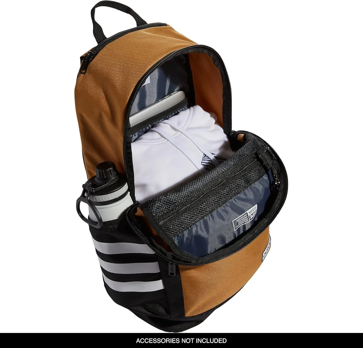adidas Classic 3-Stripe Durable Backpack Student Athletic Sport Laptop Book Bag Discontinued, Mesa Brown/Black/White/4.0, One Size