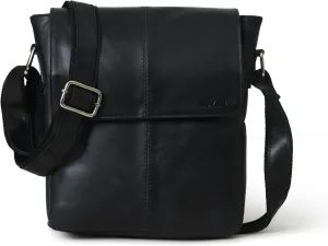 ADYAN Leather Crossbody Bag Full Grain Leather Shoulder Bag for Men- Casual Single Adjustable Strap Bag for Travel Work Business & Gifts for Men (Black)