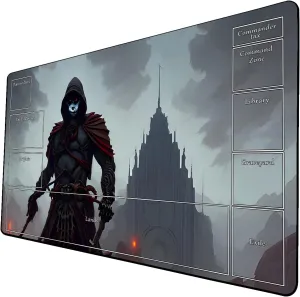AI Painting TCG Playmat - MTG Trading Card Game Mat with Zone Layout, 24x14 Inches Premium MTG Play Mat - The Perfect Companion for Intense Card Battles - Fantasy Dark Skull Black Lotus 424A173