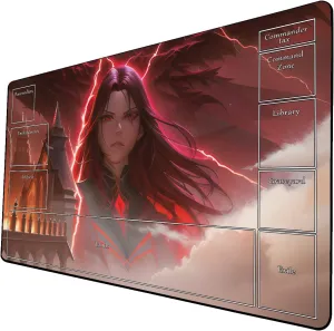 AI Painting TCG Playmat - MTG Trading Card Game Mat with Zone Layout, 24x14 Inches Premium MTG Play Mat - The Perfect Companion for Intense Card Battles - Fantasy Dark Skull Black Lotus 424A296